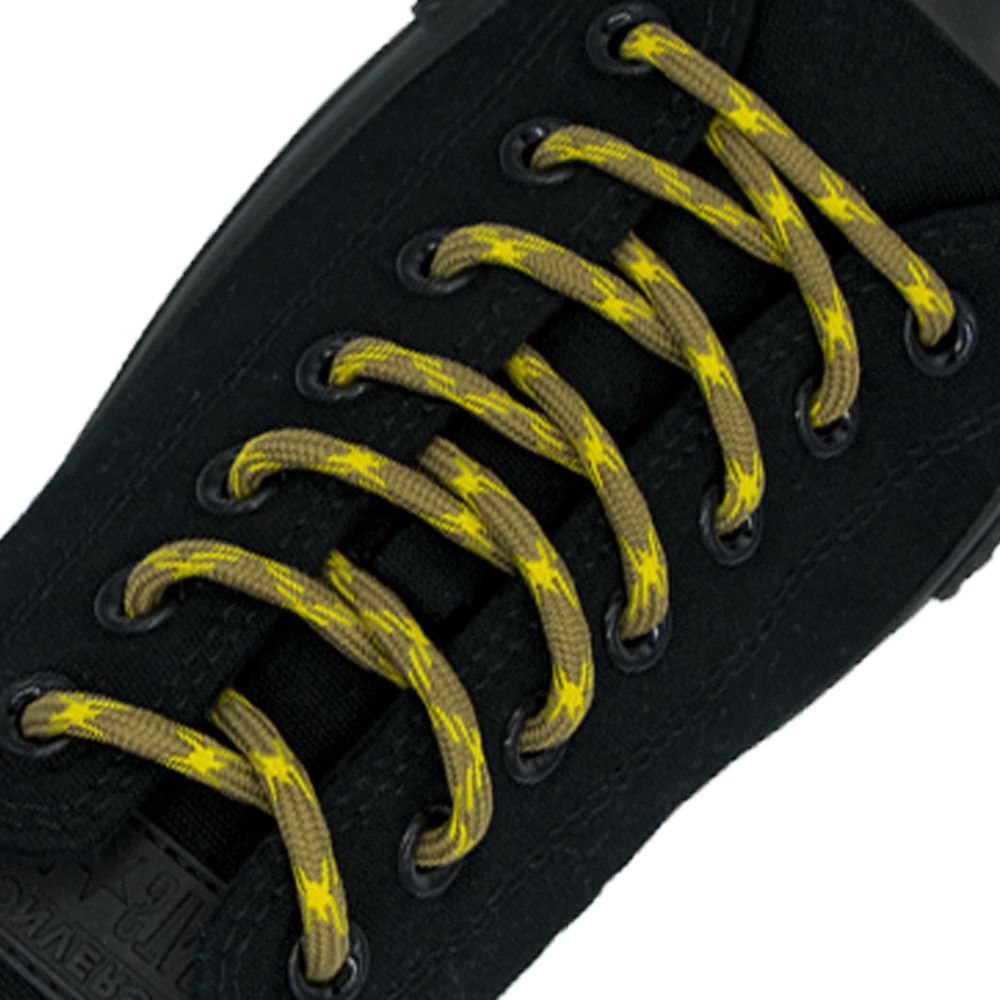 Yellow Brown Shoelace -  Round