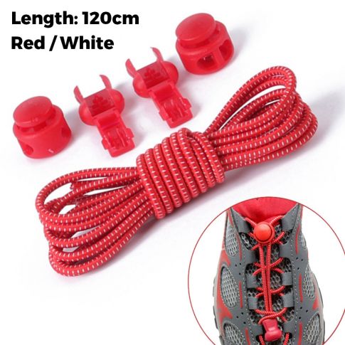 Smart Lock Elastic Platinum Shoelaces Red White 120cm