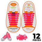 No Tie Shoelaces Silicone - Pink 12 Pieces for Kids
