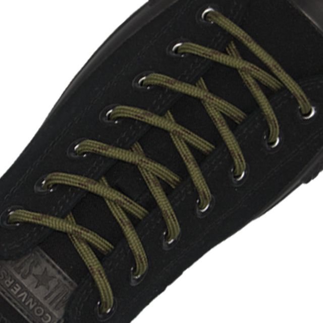 Army Green with Brown Spots - Round Spotted Shoelace - Length 120cm Ø4mm