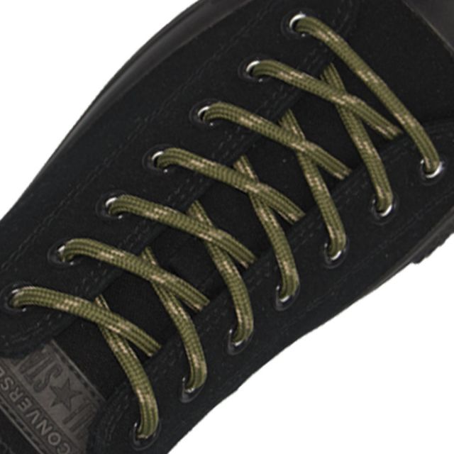 Army Green with Tan Spots - Round Spotted Shoelace - Length 120cm Ø4mm