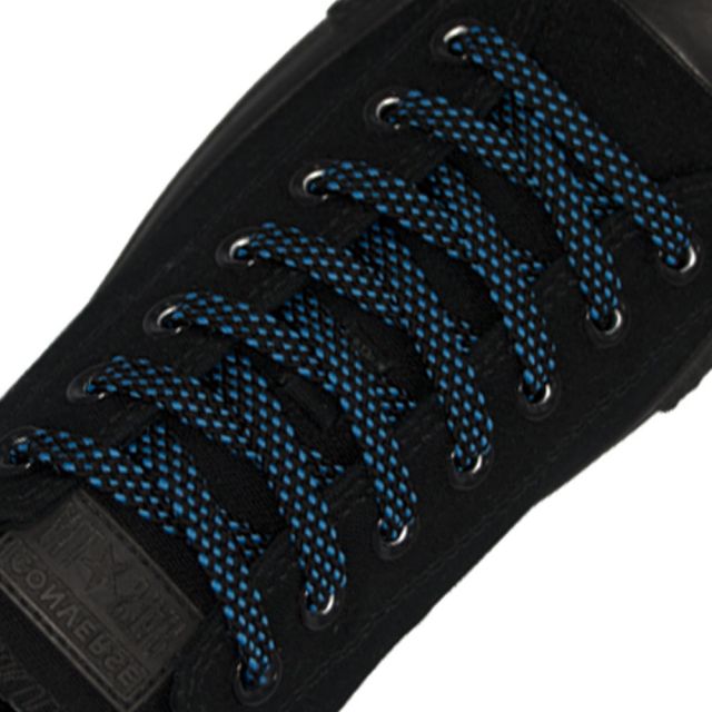 Spotted Shoelace - Black with Blue Spots Flat Length 120 cm Width 1cm
