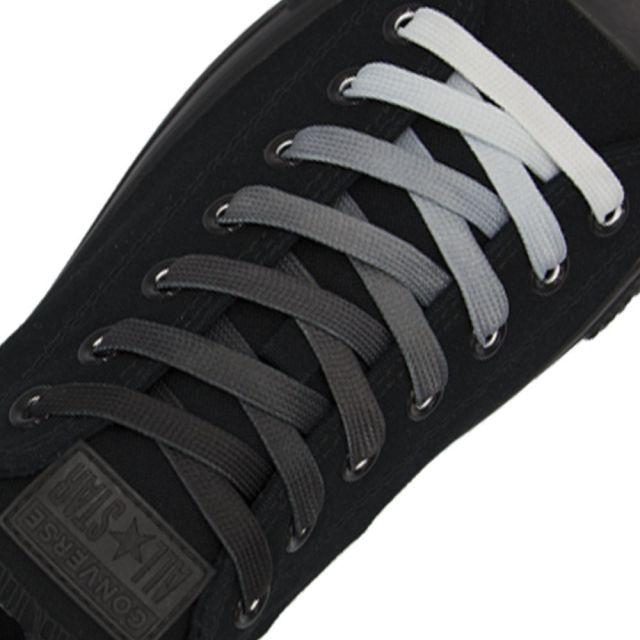 Length: 110cm | Width: 10mm | Black Faded Shoelace Flat
