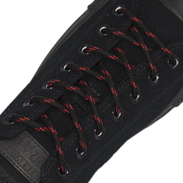 Black with Red Spots - Round Spotted Shoelace - Length 120cm Ø4mm