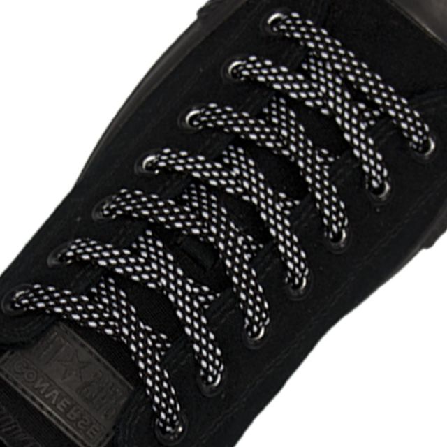 Spotted Shoelace - Black with White Spots Flat Length 120 cm Width 1cm
