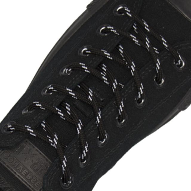 Black with White Spots - Round Spotted Shoelace - Length 120cm Ø4mm