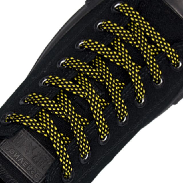 Spotted Shoelace - Black with Yellow Spots Flat Length 120 cm Width 1cm