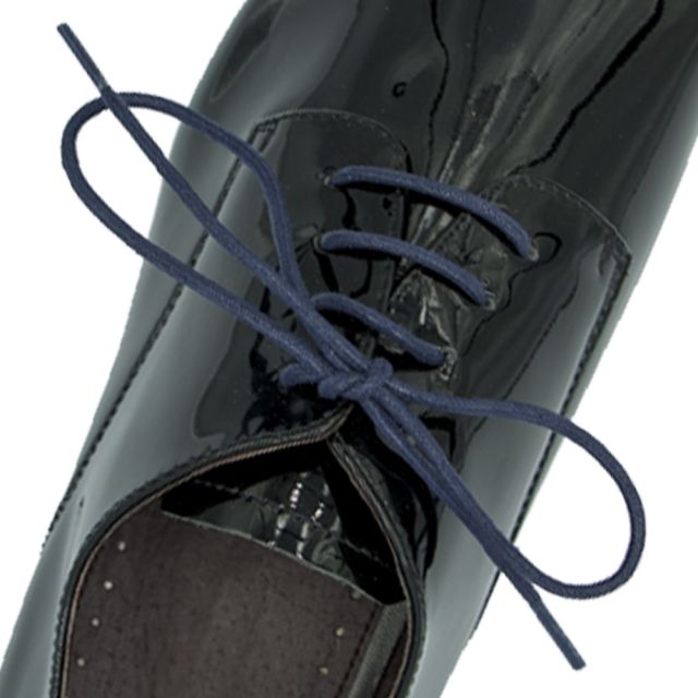 Waxed Cotton Dress Shoelaces - Blue 60cm Round