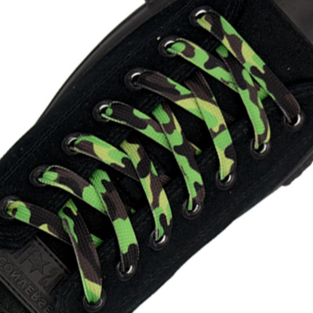 Green Camouflage Shoelace - Flat Length 140cm Width 1cm