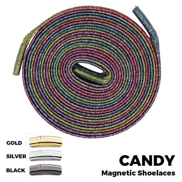 Candy Colour Magnetic Shoelace Lock Flat Elastic No-Tie Laces