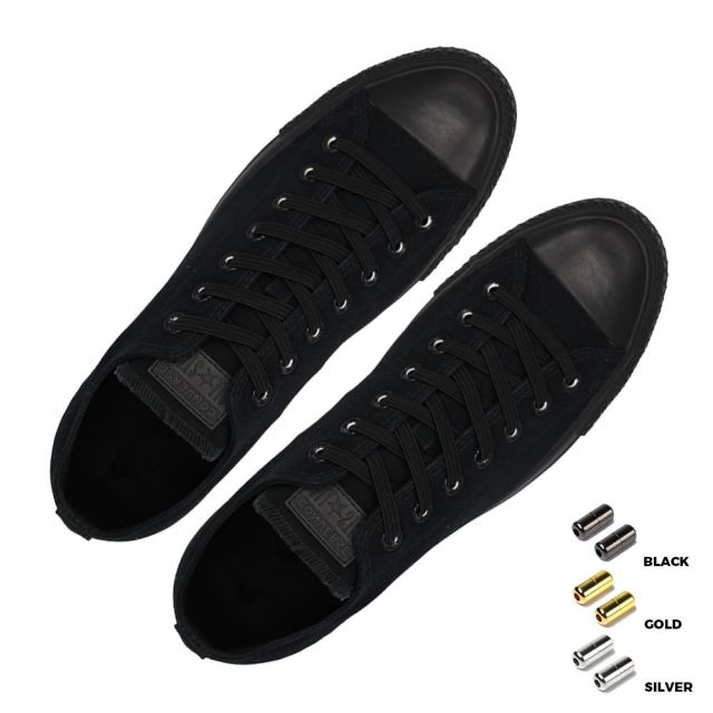 Capsule Lock Flat Elastic Shoelaces Black