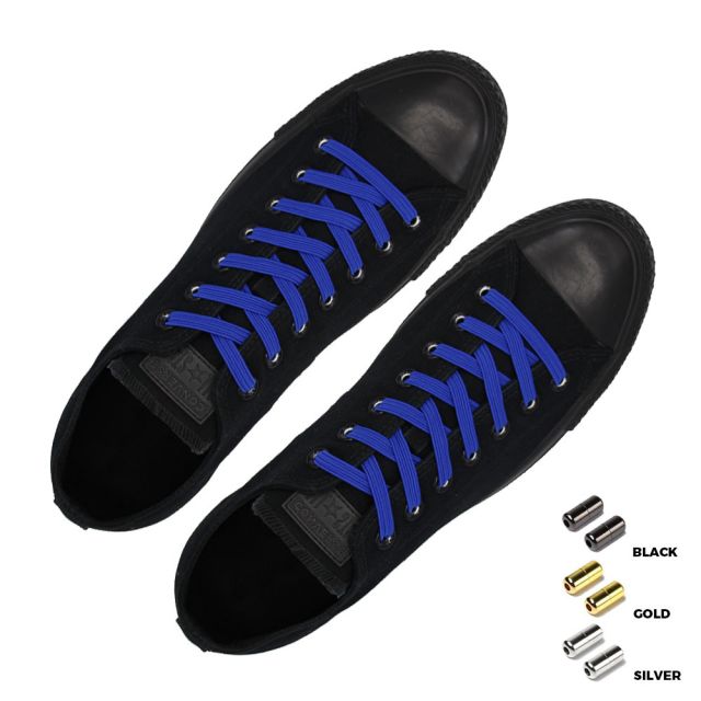 Capsule Lock Flat Elastic Shoelaces Royal Blue