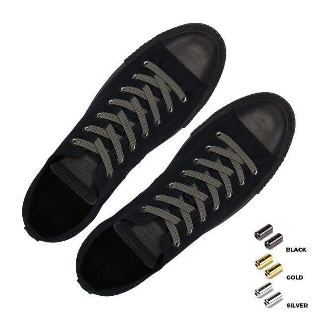 Capsule Lock Flat Elastic Shoelaces Dark Grey