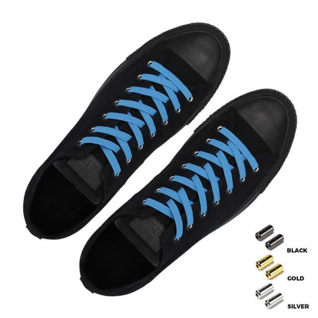 Capsule Lock Flat Elastic Shoelaces Light Blue