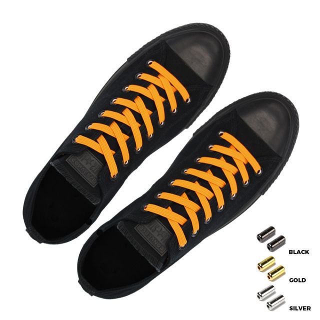 Capsule Lock Flat Elastic Shoelaces Orange
