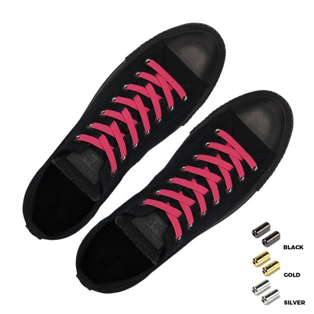 Capsule Lock Flat Elastic Shoelaces Pink