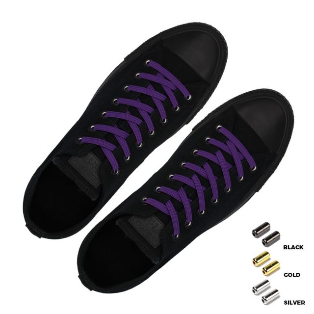 Capsule Lock Flat Elastic Shoelaces Purple