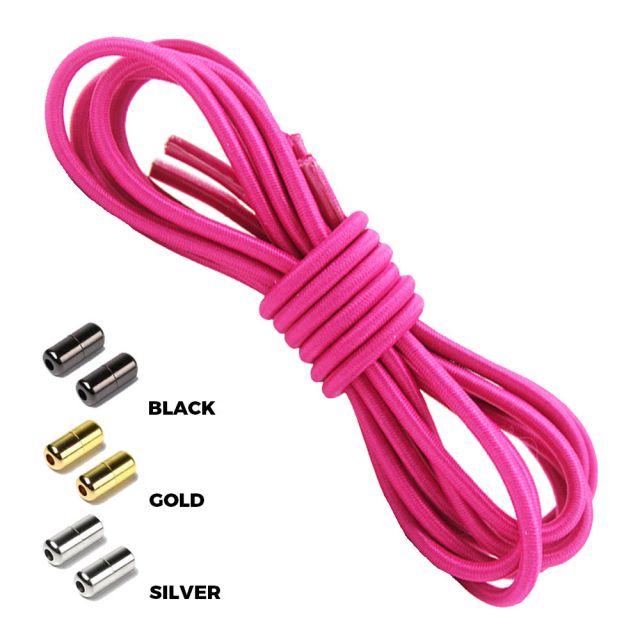 Dark Hot Pink Round Elastic Shoelaces Capsule Lock