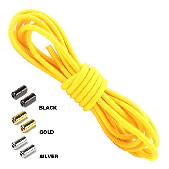 Lemon Yellow Round Elastic Shoelaces Capsule Lock