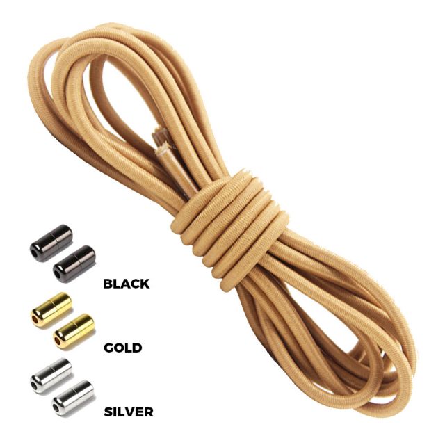 Light Brown Round Elastic Shoelaces Capsule Lock