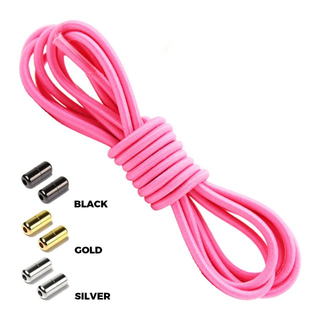 Light Hot Pink Round Elastic Shoelaces Capsule Lock