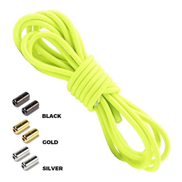 Neon Yellow Round Elastic Shoelaces Capsule Lock
