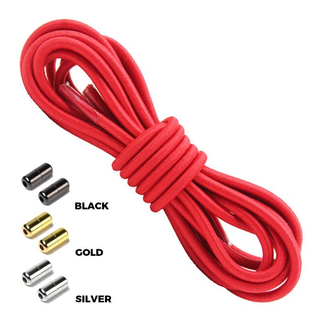 Red Round Elastic Shoelaces Capsule Lock