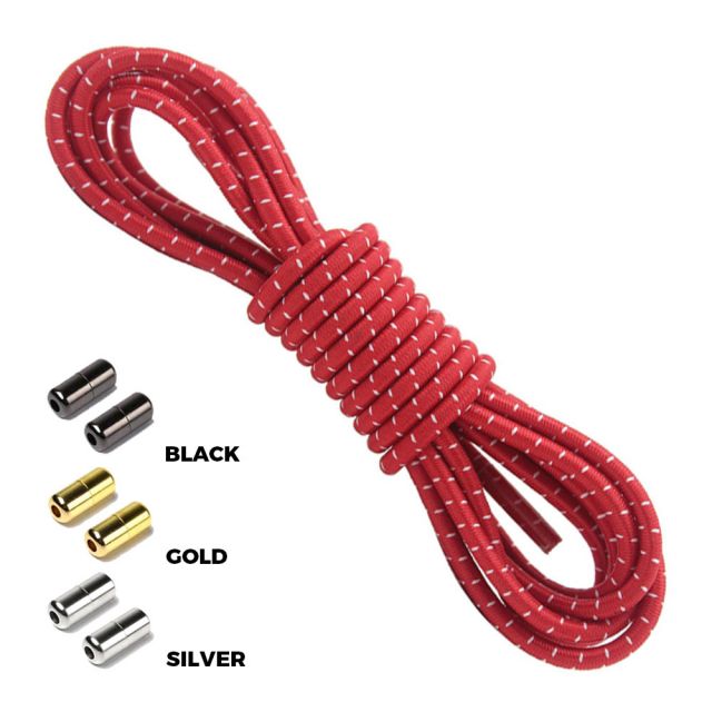 Red White Round Elastic Shoelaces Capsule Lock