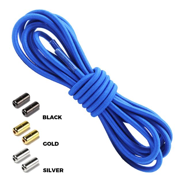 Royal Blue Round Elastic Shoelaces Capsule Lock