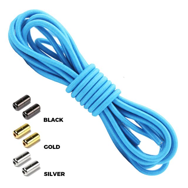 Vivid Blue Round Elastic Shoelaces Capsule Lock