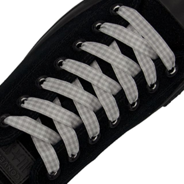 Grey Shoelace Check - 120cm Length 1cm Width Flat