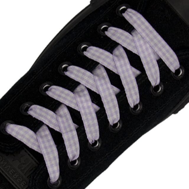 Check Shoelace - Light Purple 120cm Length 1cm Width Flat