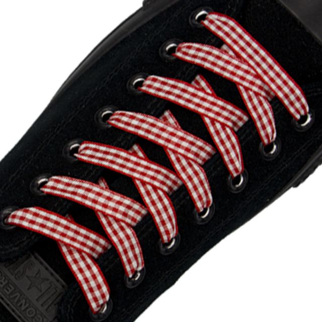 Check Shoelace - Red 120cm Length 1cm Width Flat