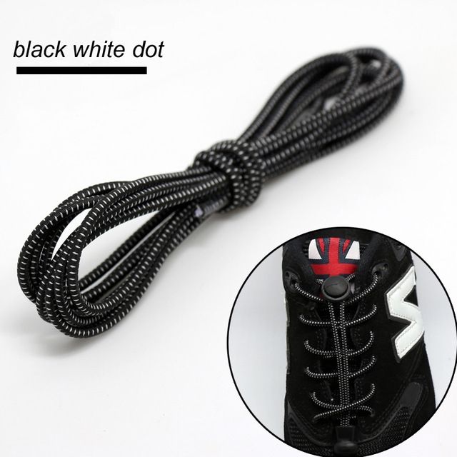 Smart Lock Elastic Shoelaces Black White Stripes
