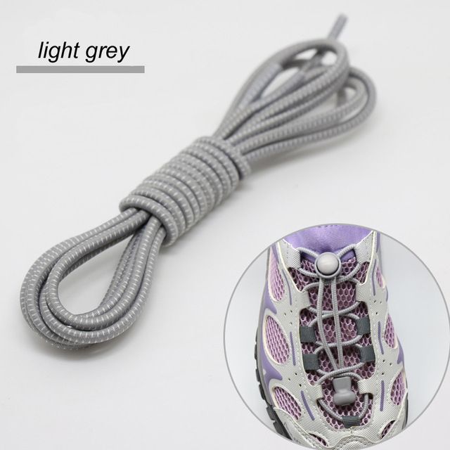 Smart Lock Elastic Shoelaces Grey White Stripes - Main Banner