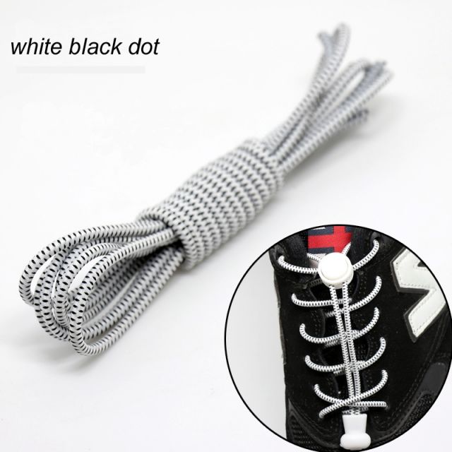 Smart Lock Elastic Shoelaces White Black Stripes - Main Banner