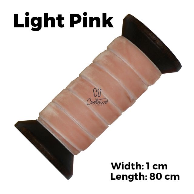 Velvet Ribbon Shoelaces - Light Pink L: 80cm W: 1cm oFashion