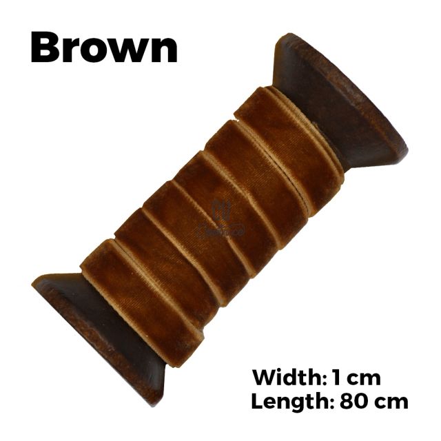Velvet Ribbon Shoelaces - Brown L: 80cm W: 1cm