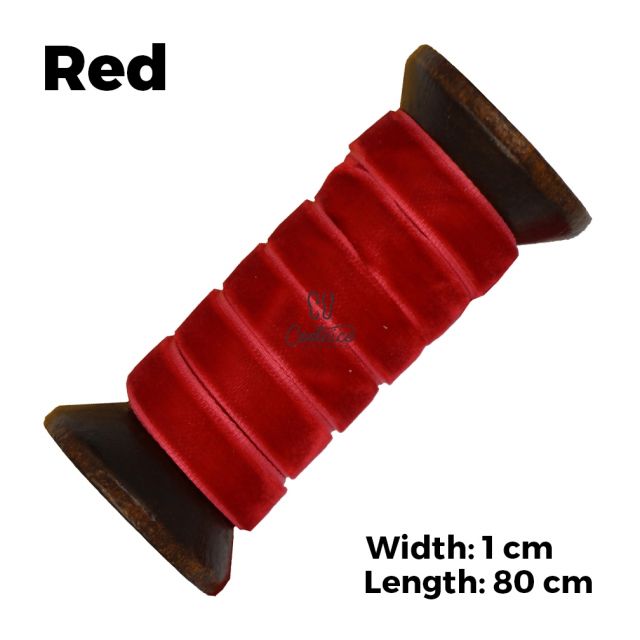 Velvet Ribbon Shoelaces - Red L: 80cm W: 1cm