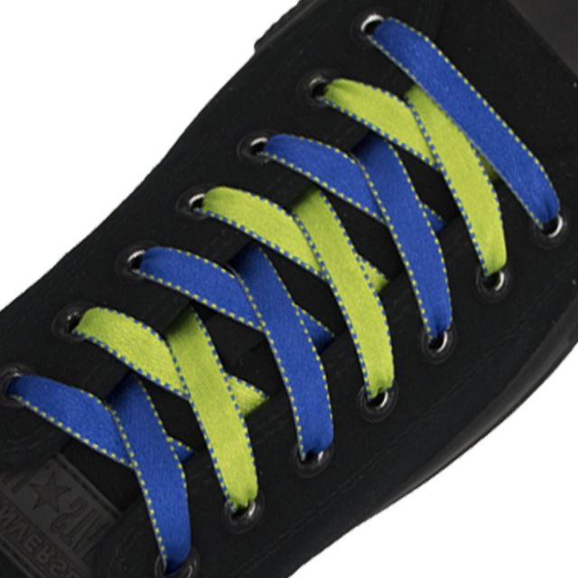 Satin Ribbon Shoelaces Two Tone Flat Blue Green - 100cm Length - 1cm Width