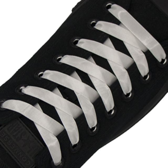 Satin Ribbon Shoelaces Flat White - 100cm Length - 1cm Width