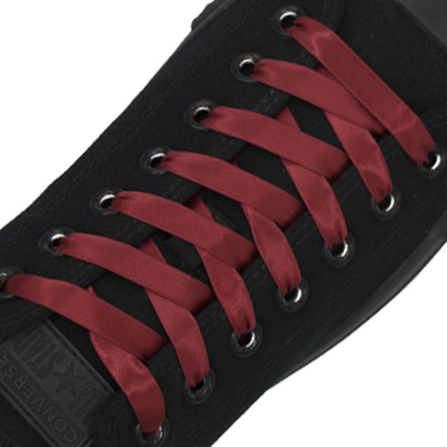 Satin Ribbon Shoelaces Flat Scarlet Red - 100cm Length - 1cm Width