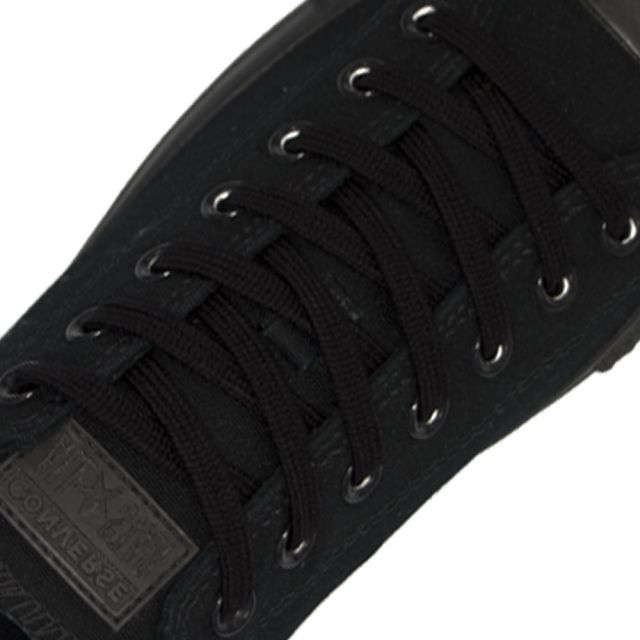 Cotton Shoelaces Flat - Black 120cm Length 7mm