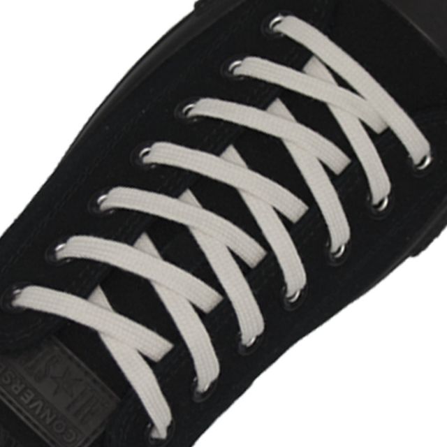 Cotton Shoelaces Flat - White 120cm Length 7mm