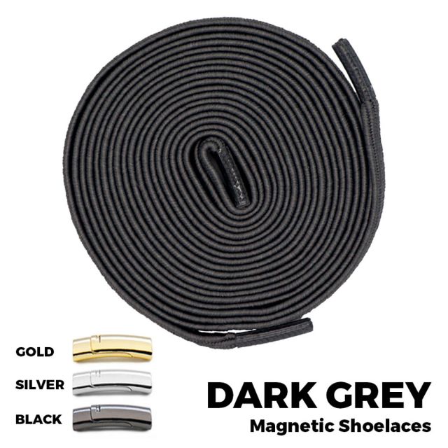 Dark Grey Magnetic Shoelace Lock Flat Elastic No Tie Laces