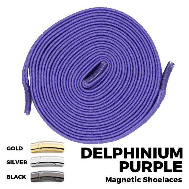 Delphinium Purple Magnetic Shoelace Lock Flat Elastic No Tie Laces