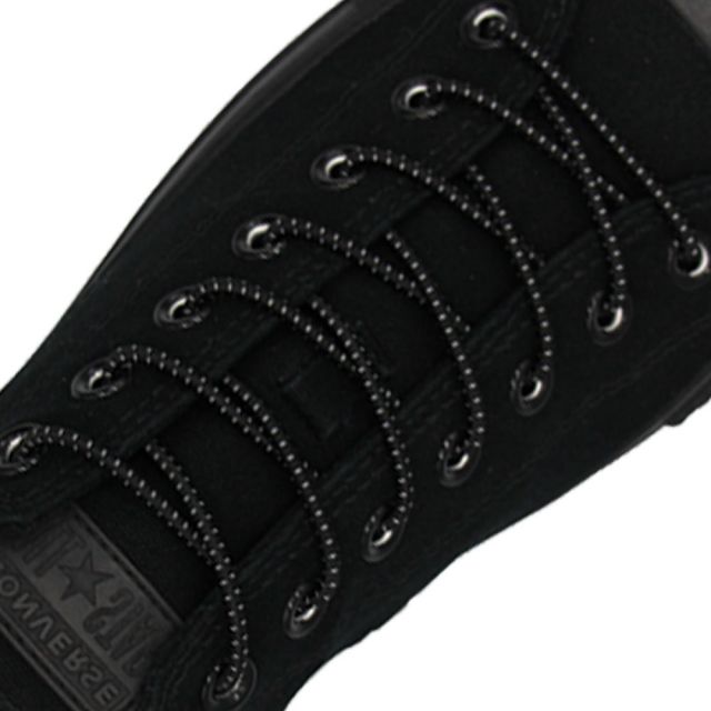 Black White Elastic Shoelace - 30cm Length 3mm Diameter