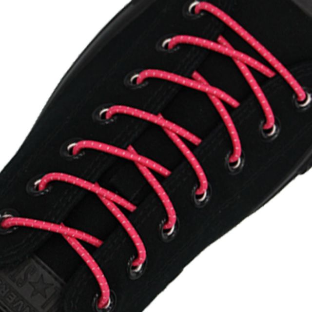 Hot Pink White Elastic Shoelace - 30cm Length 3mm Diameter