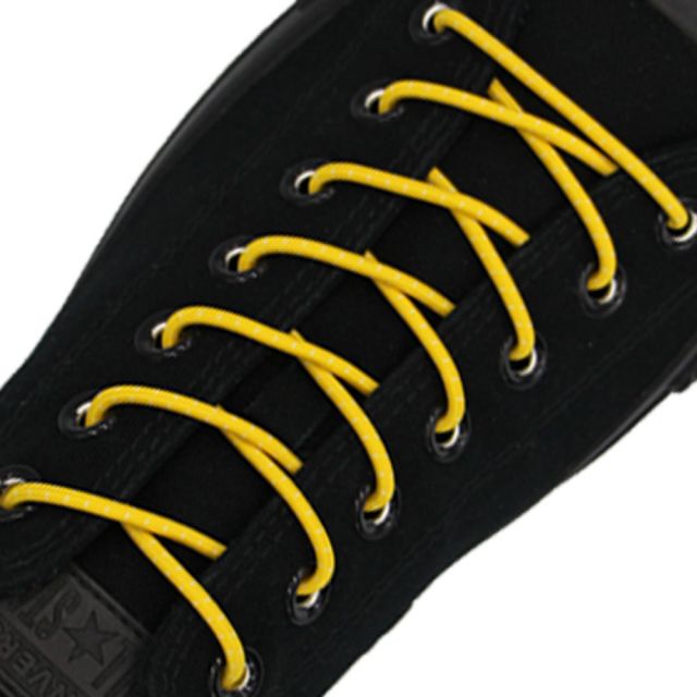 Lemon Yellow White Elastic Shoelace - 30cm Length 3mm Diameter