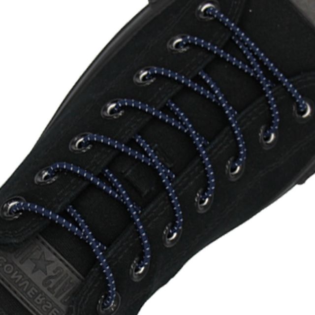 Navy Blue White Elastic Shoelace - 30cm Length 3mm Diameter